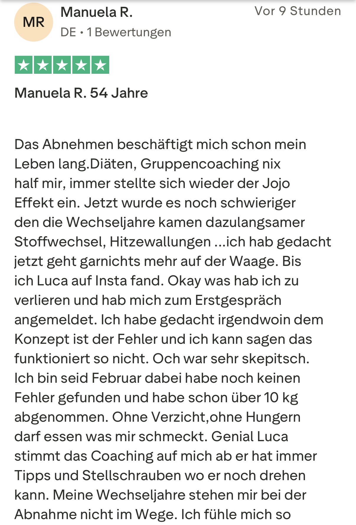 Nachricht einer Kundin