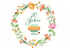 Blumenkranz mit Text "20 Jahre", Globus Stiftung Logo, und Marienkäfern.