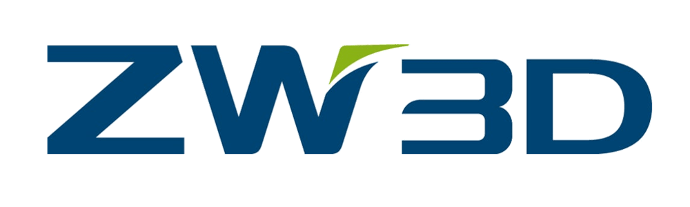ZW3D-Logo in Dunkelblau mit einem grünen Akzent auf dem W.