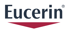 Schwarzer "Eucerin"-Schriftzug mit rotem Dreieck darunter.