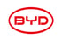 Rotes ovales BYD-Logo auf weißem Hintergrund.