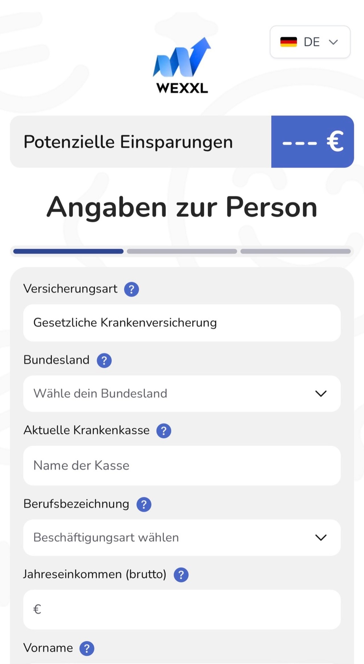 Daten eingeben.