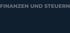 FINANZEN UND STEUERN in grauer Schrift auf dunkelblauem Hintergrund.
