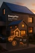 EnergyPilot-Schnittstelle mit Haus, Solarmodulen, E-Auto und Diagramm für nächtliches Laden.