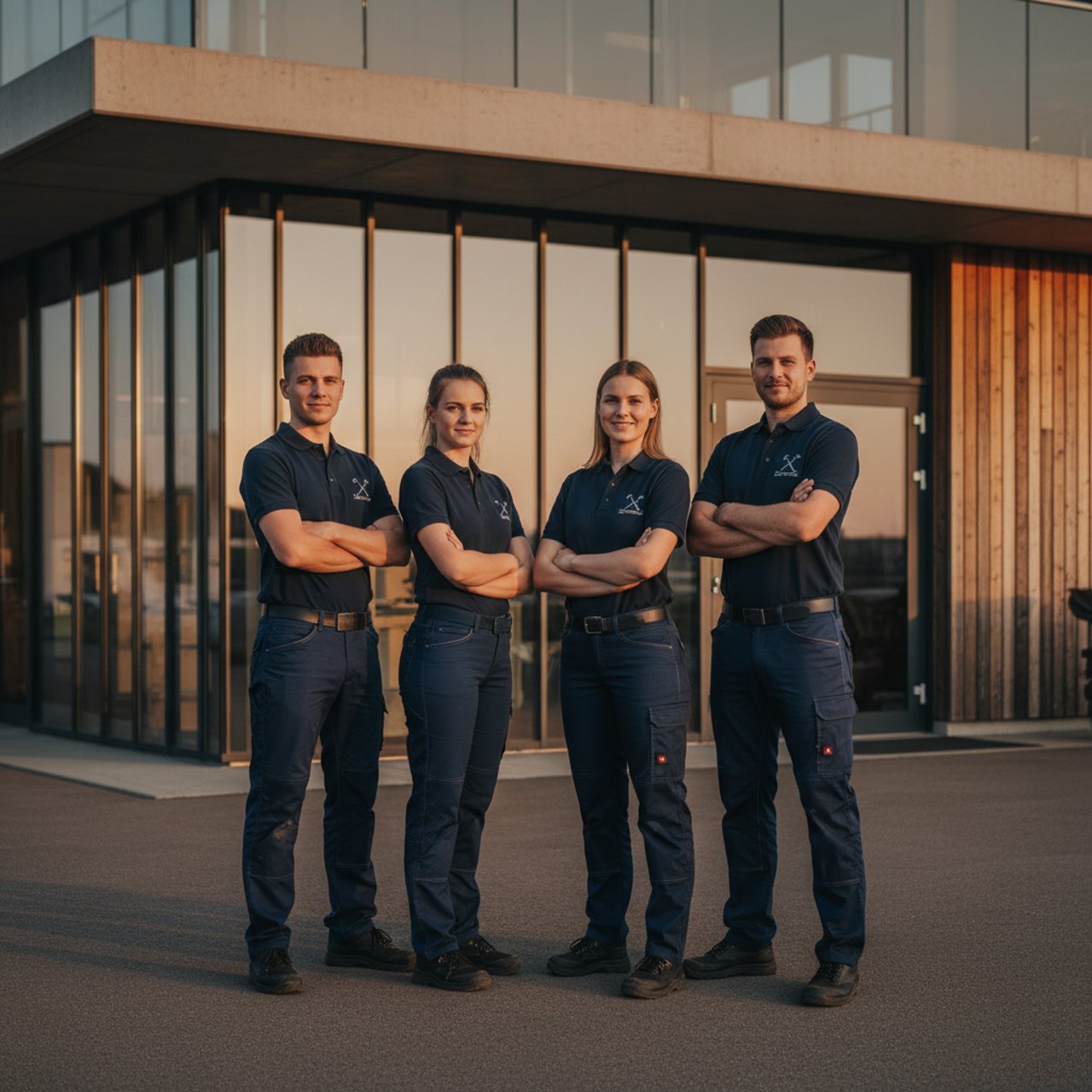 Team vor Werkstatt