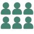 Sechs grüne Personensymbole in zwei Reihen auf schwarzem Hintergrund.