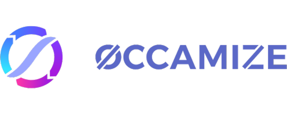 OCCAMIZE logo with a circular icon composed of gradient-colored arrows and a purple wordmark.