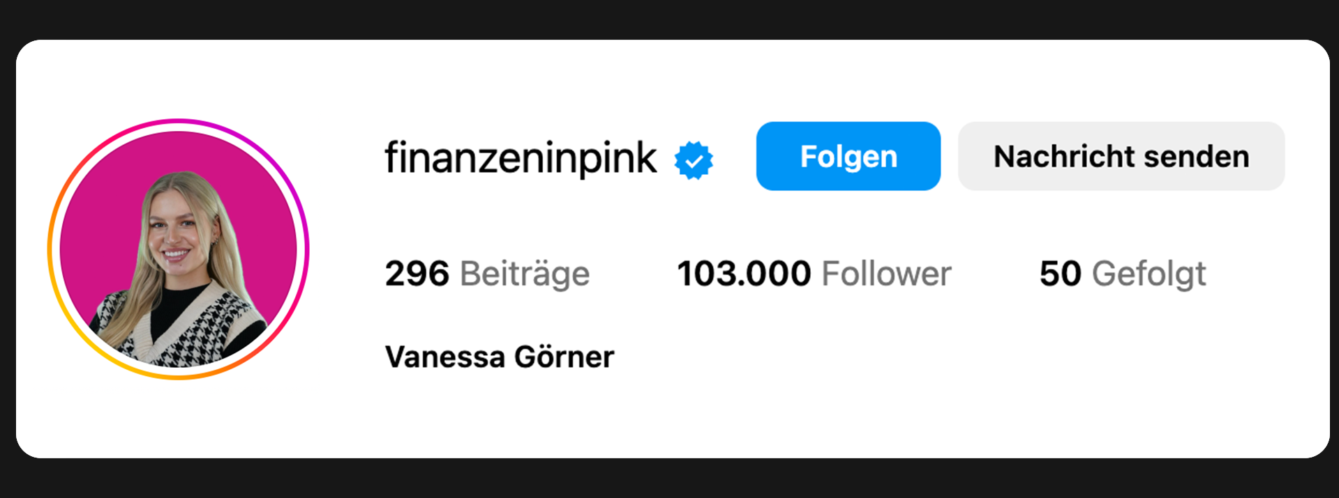 Instagram-Profil finanzeninpink
