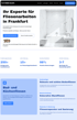 Website-Startseite für Fliesenarbeiten in Frankfurt mit Badezimmer, Text und Statistiken.