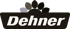 Dehner Logo: Weißer Schriftzug "Dehner" auf grünem Hintergrund, darüber bunte Blütenblätter.