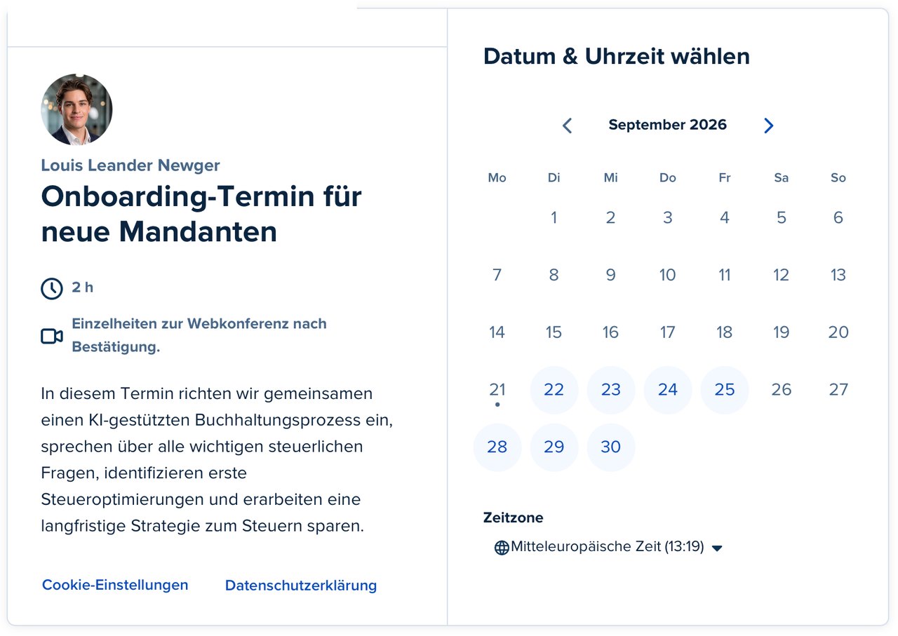 Online-Terminbuchung für Mandanten