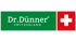 Dr. Dünner Switzerland Logo mit grünem Feld, weißer Schrift und rotem Schweizer Kreuz.
