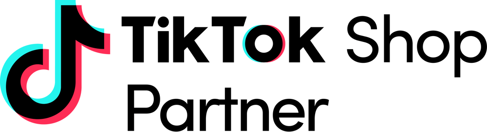 TikTok Logo mit der stilisierten Musiknote in den Farben Türkis, Rot und Weiß auf schwarzem Hintergrund.