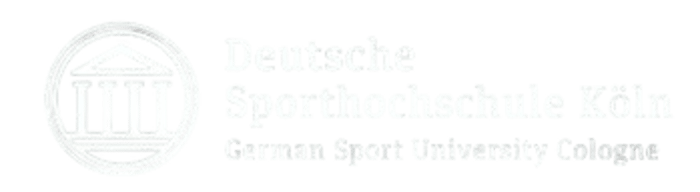 Logo der Deutschen Sporthochschule Köln mit weißem Säulensymbol und Text auf grünem Hintergrund.