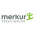 Merkur Versicherung Logo: Graues "merkur" über "VERSICHERUNG", rechts eine grüne springende Figur.