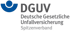 Logo der DGUV: Blaue stilisiertes Personensymbol und grauer Text "DGUV Deutsche Gesetzliche Unfallversicherung Spitzenverband".