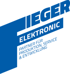 Blaues Logo mit dem Schriftzug "IEGER ELEKTRONIC" und dem Slogan "PARTNER FÜR PRODUKTION, SERVICE & ENTWICKLUNG".