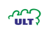 Blauer "ULT"-Text vor grünem, wolkenförmigem Umriss.