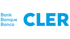 Blauer Text auf grünem Hintergrund: „Bank Banque Banca“ und „CLER“.