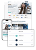 Website-Design mit Frauenporträt, Farbpalette und responsivem Layout auf Desktop- und Mobilgerät sichtbar.