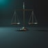 Balanced brass scale in dark studio lighting