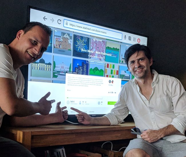 Kick-Off-Party der Bonn-Memo-Crowdfunding-Kampagne im Wohnzimmer drinking office Bonn