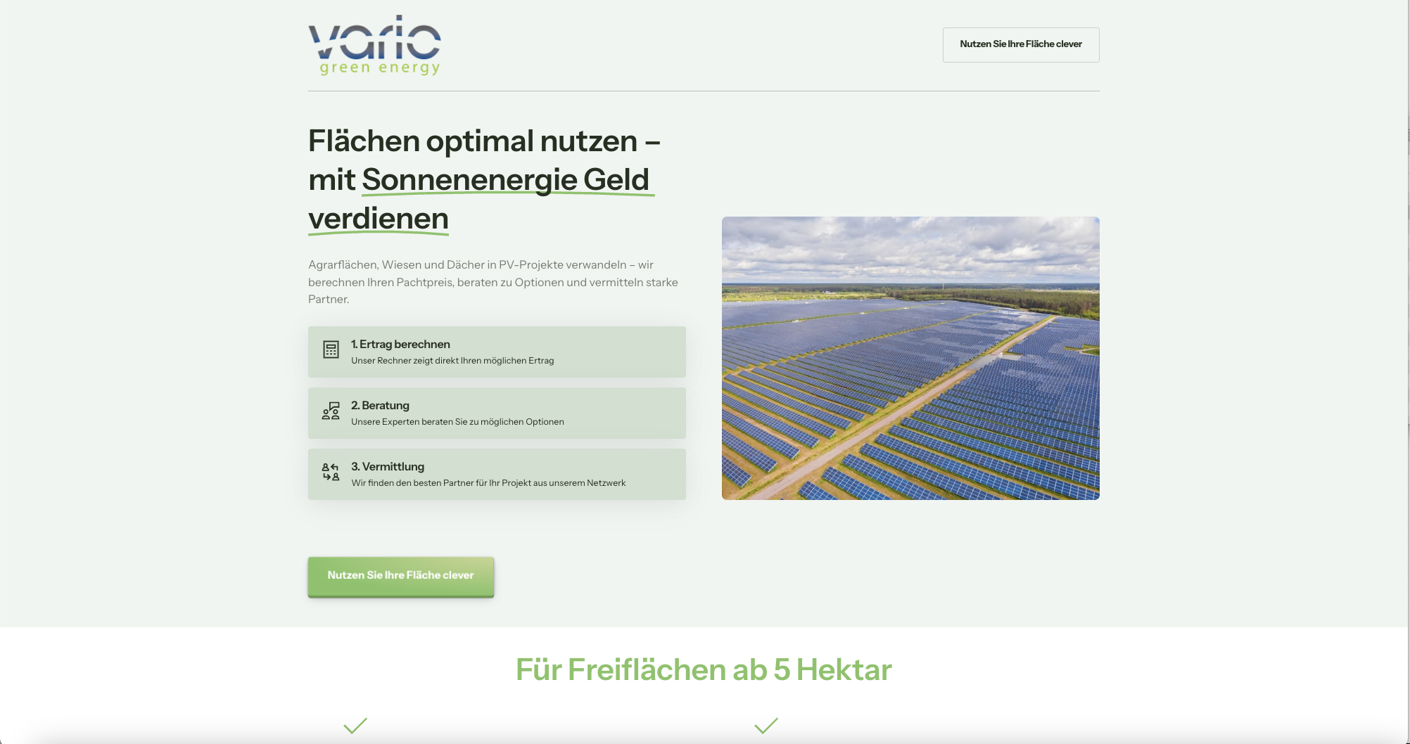 Landingpage des Funnels