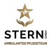 Stern GmbH Ambulantes Pflegeteam Logo: goldener Stern mit Herzschlaglinie über zwei Händen.