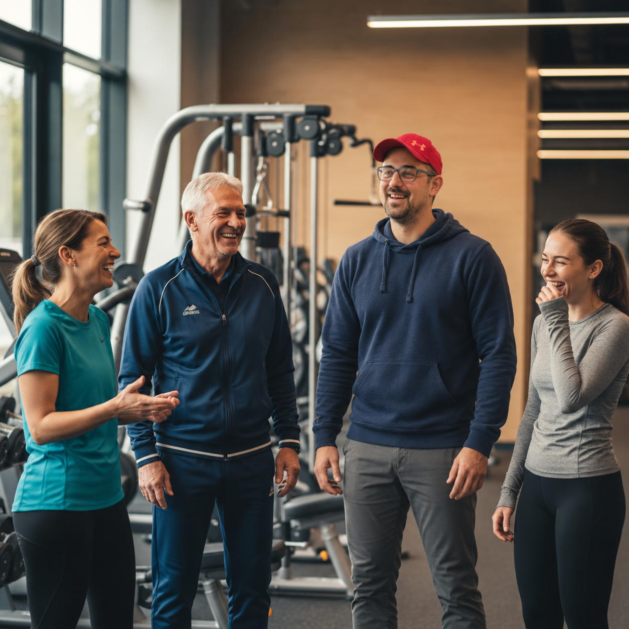 Daniel Koch mit Mitgliedern im Gym80 SportsUp