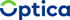 Blaues Optica Logo mit einem stilisierten grünen und blauen Kreis-Symbol vor dem Buchstaben O.