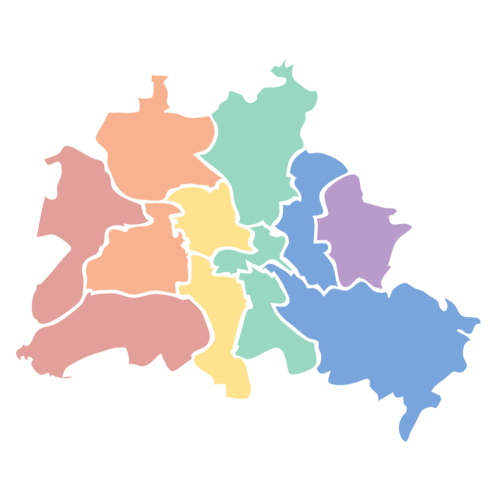 Farbige Karte der zwölf Berliner Bezirke