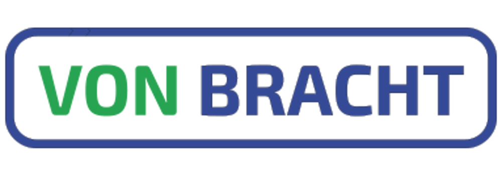 Logo mit grünem Text "VON" und blauem Text "BRACHT" in einem blauen, abgerundeten Rechteck.