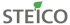 Graues STEICO-Logo mit einem grünen Blatt über dem "I".