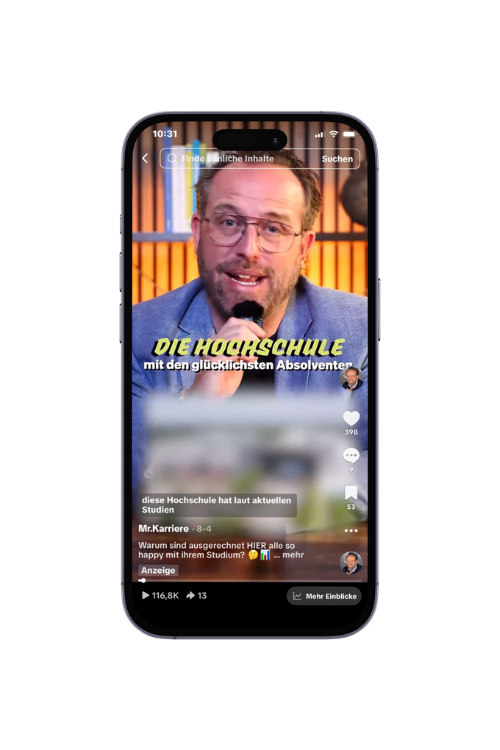 Das Video über die Hochschule Bonn-Rhein-Sieg auf dem Smartphone
