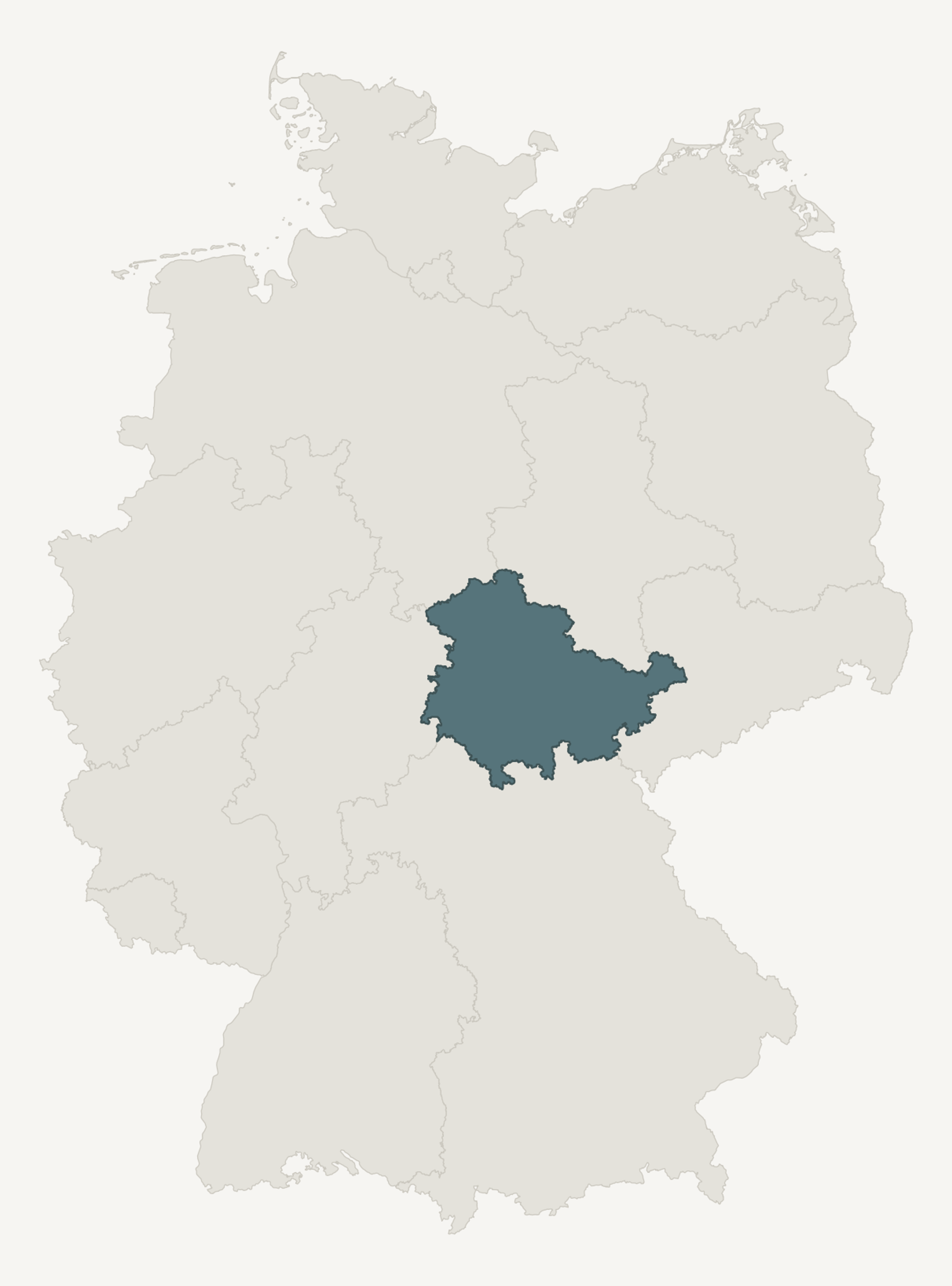 Umrisskarte von Thüringen innerhalb Deutschlands