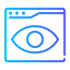 Icon eines Auges in einem Browserfenster, symbolisiert Sichtbarkeit und starken Online-Auftritt