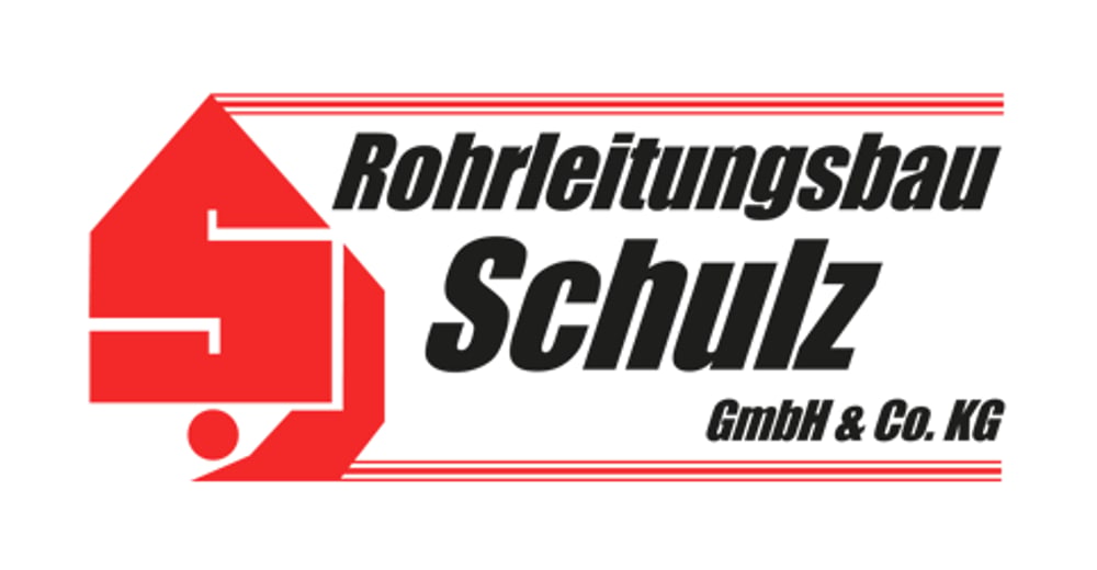 Rotes und schwarzes Logo für Rohrleitungsbau Schulz GmbH & Co. KG.