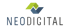 Logo von NEODIGITAL mit einem grünen und blauen abstrakten Symbol darüber.