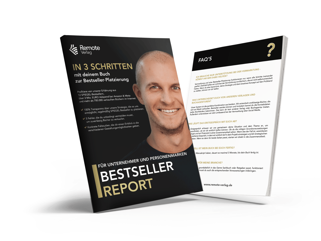 Der Bestseller Report als aufgeschlagenes 3D-Mockup