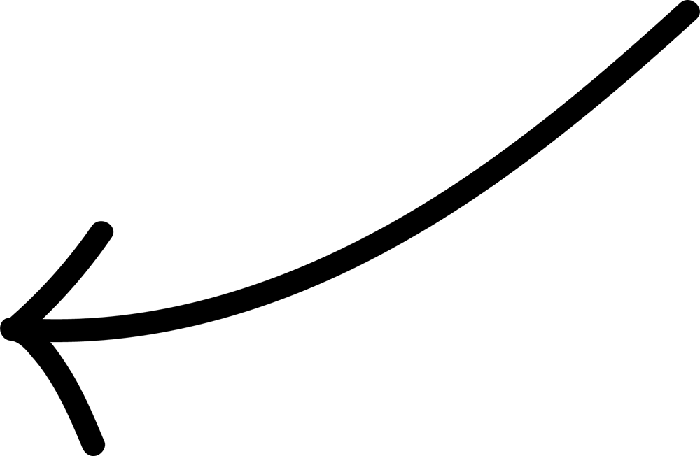 Schwarzer geschwungener Pfeil zeigt nach links unten.