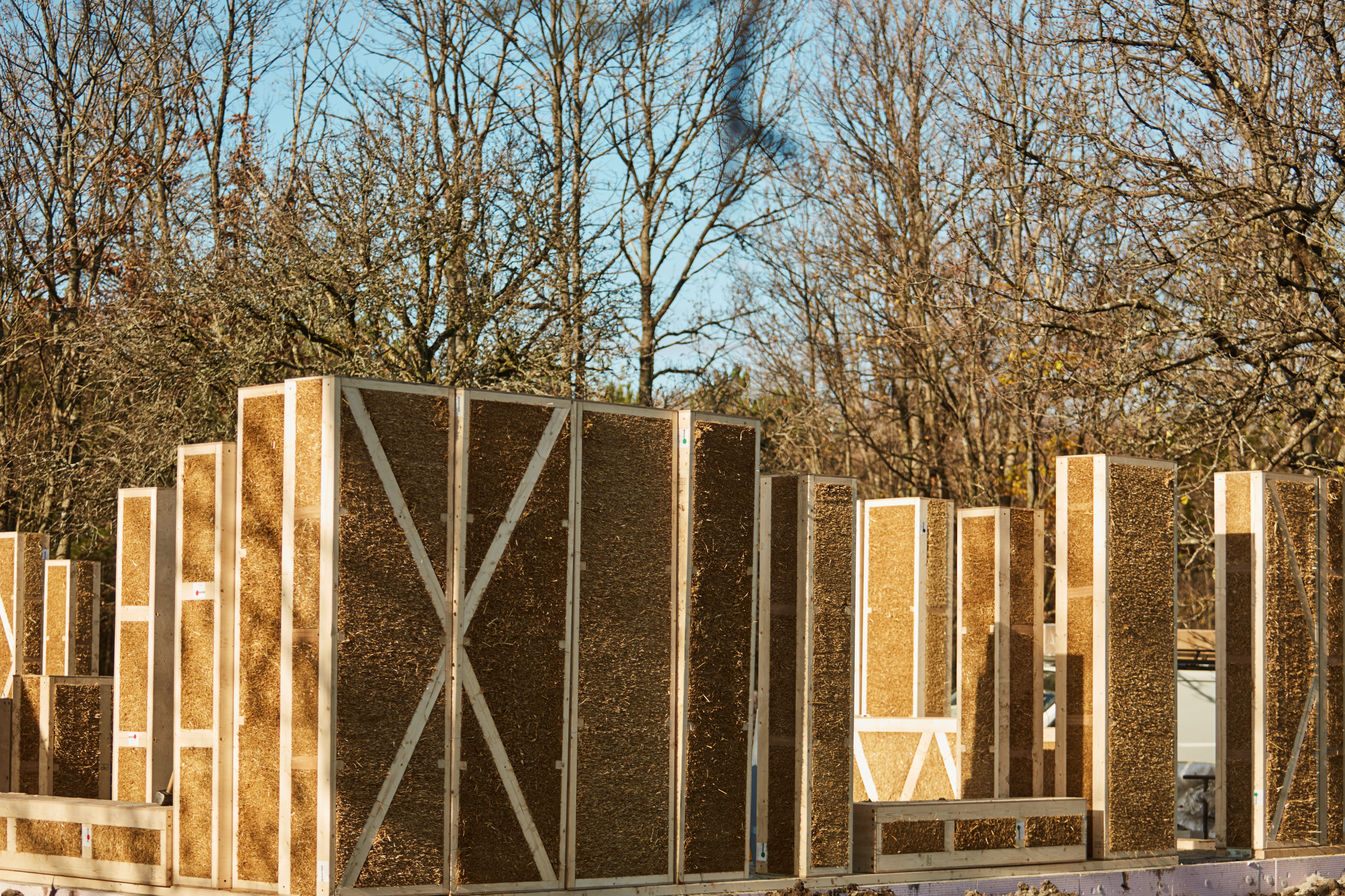 EcoCocon Wandelement aus Stroh im Holzrahmen