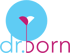 Logo "dr.born" mit blauem Kreis, der eine stilisierte rosa und weiße Blume über dem Text enthält.
