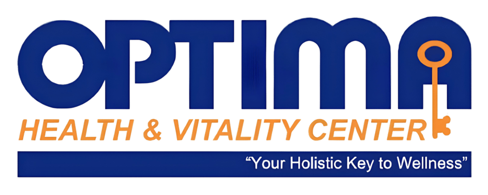 Optima Health & Vitality Center logo with orange key icon and slogan "Your Holistic Key to Wellness."