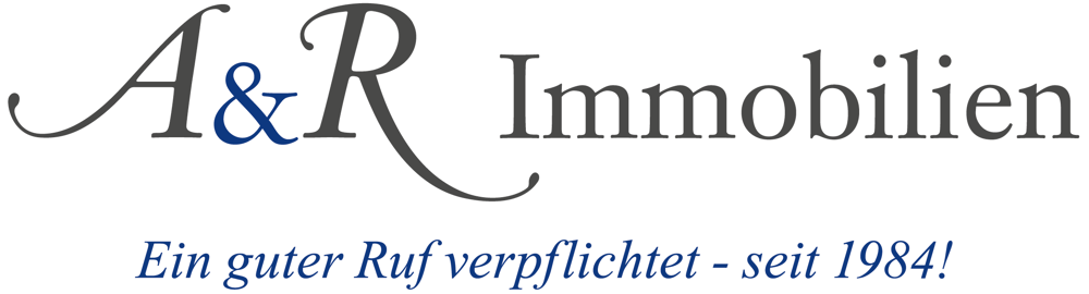 Logo von A&R Immobilien mit dem Slogan „Ein guter Ruf verpflichtet - seit 1984!“.