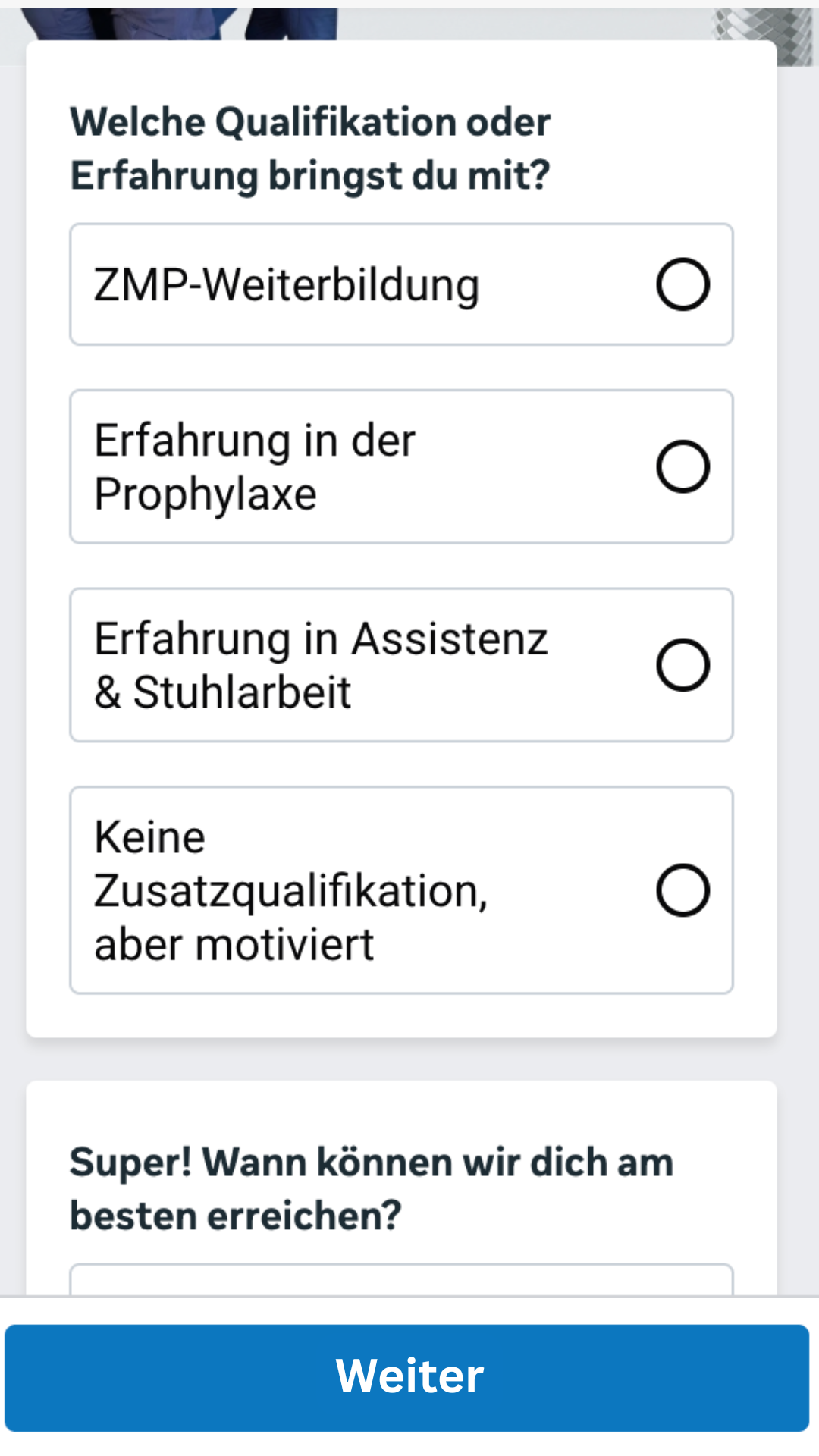Interaktiver Schnellbewerbungsprozess