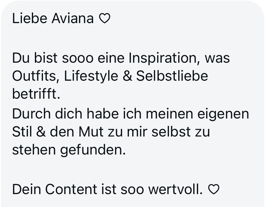 Nachricht: Du bist sooo eine Inspiration, was Outfits, Lifestyle und Selbstliebe betrifft