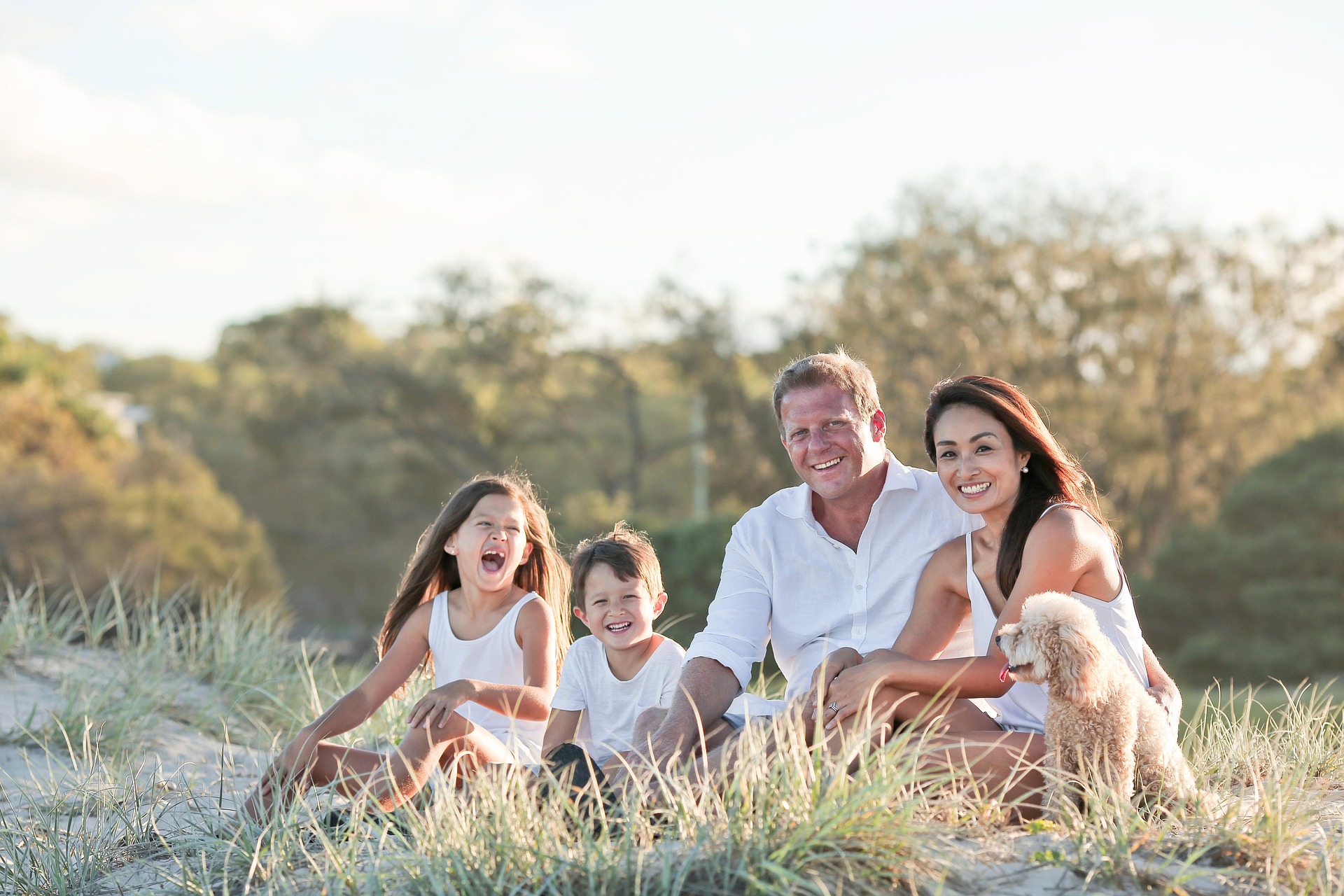 A family on the beach