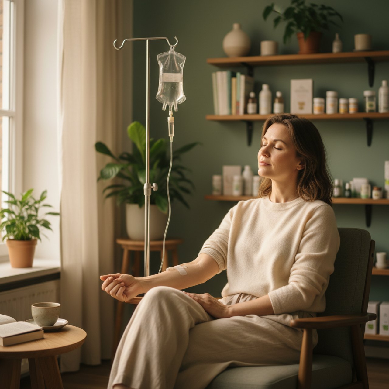 Patientin während einer Infusion