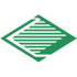 Grüne, rautenförmige Grafik mit horizontalen Linien auf schwarzem Hintergrund.