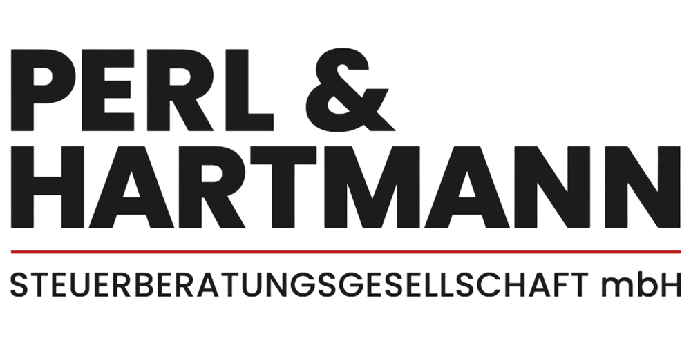 Logo von PERL & HARTMANN STEUERBERATUNGSGESELLSCHAFT mbH auf dunkelgrünem Hintergrund.